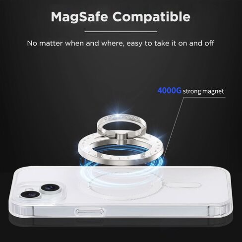 for MagSafe Phone Grip, Magnetic Phone Ring with Crystal, Compatible with MagSafe Ring Holder with Adjustable Stand for iPhone 15/14/13/12 Series (Gold) in Saudi Arabia