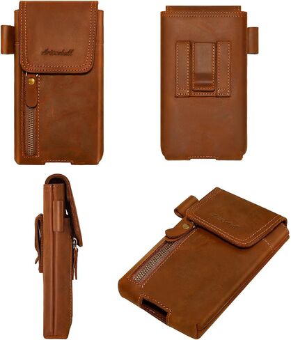 Leather Phone Holster, Genuine Buffalo Leather Cell Phone Holsters, Genuine Leather Belt Pouch, Leather Cell Phone Holster for Large Smartphones, Genuine Leather 7"x3.5"Phone Holster in Saudi Arabia
