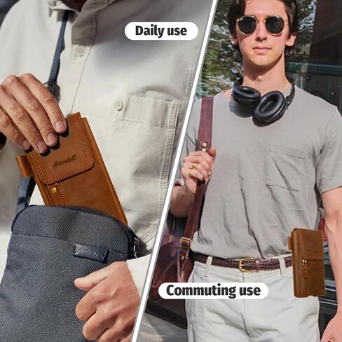 Leather Phone Holster, Genuine Buffalo Leather Cell Phone Holsters, Genuine Leather Belt Pouch, Leather Cell Phone Holster for Large Smartphones, Genuine Leather 7"x3.5"Phone Holster in Saudi Arabia