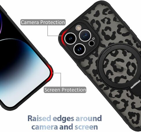 AIGOMARA Case for iPhone 16 [Compatible with MagSafe] Black Flower Floral Kickstand Case for Women Girls Soft TPU Bumper Hard PC Back Anti-Fall Shockproof Protective Slim Stand Magnetic Cover in Saudi Arabia