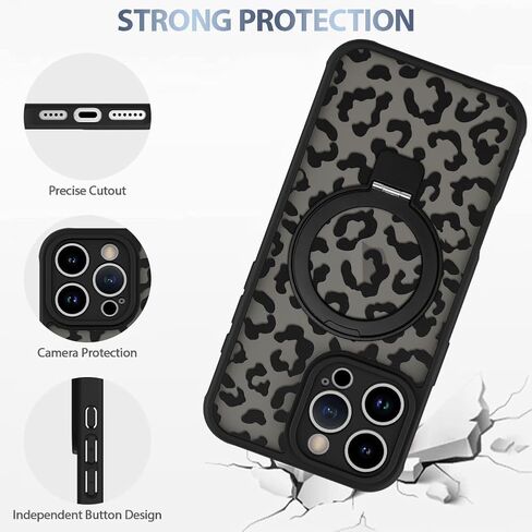 حافظة AIGOMARA لهاتف iPhone 16 [متوافقة مع MagSafe] حافظة بمسند على شكل زهرة سوداء للنساء والفتيات مصنوعة من مادة TPU الناعمة وممتصة للصدمات من البولي كربونات الصلب ومضادة للسقوط ومضادة للصدمات وغطاء مغناطيسي نحيف in Kuwait