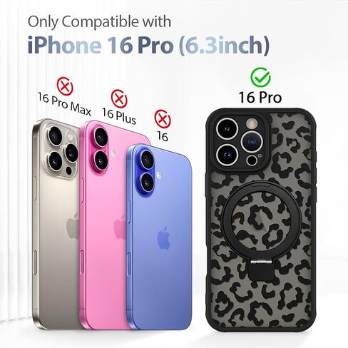 حافظة AIGOMARA لهاتف iPhone 16 [متوافقة مع MagSafe] حافظة بمسند على شكل زهرة سوداء للنساء والفتيات مصنوعة من مادة TPU الناعمة وممتصة للصدمات من البولي كربونات الصلب ومضادة للسقوط ومضادة للصدمات وغطاء مغناطيسي نحيف in Kuwait