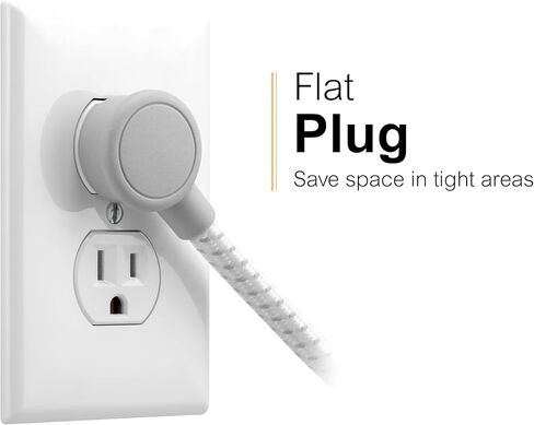GE-UltraPro 3-Outlet Surge Protector with 4ft Braided Cord, Power Strip, Extension Cord, Flat Plug, 1 USB-A & 1 USB-C Port, 245J, for Home School & Office, White – 81786 in Saudi Arabia