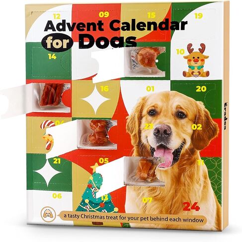 2024 Dog Treats Advent Calendar, Advent Calendar for Dogs, 24 Tasty Dog Treats for Christmas, Whole Meat Treats for All Breeds, Puppy Treats Holiday Dog Gift Box for Pets in Saudi Arabia