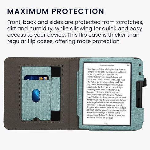 kwmobile Cover Compatible with Kobo Libra Colour Cover - Faux Leather/Suede Case with Stand - Mint/Dark Grey in Saudi Arabia