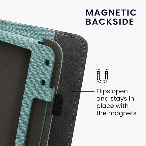 kwmobile Cover Compatible with Kobo Libra Colour Cover - Faux Leather/Suede Case with Stand - Mint/Dark Grey in Saudi Arabia