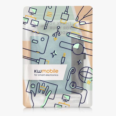 kwmobile Cover Compatible with Kobo Libra Colour Cover - Faux Leather/Suede Case with Stand - Mint/Dark Grey in Saudi Arabia