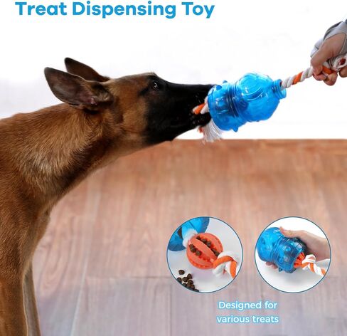 ألعاب توزيع المكافآت التفاعلية للكلاب من تيكاتون، لعبة شد الحبل وعقدة الجرو المتينة للسلالات الصغيرة/المتوسطة/الكبيرة، وحدة تغذية بطيئة للملل وتحفيز التدريب in Kuwait