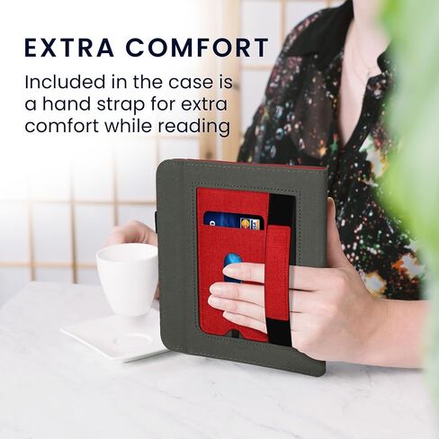 kwmobile Cover Compatible with Kobo Libra Colour Cover - Faux Leather/Suede Case with Stand - Mint/Dark Grey in Saudi Arabia
