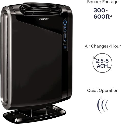 قالب منقي هواء الغرفة الكبيرة Fellowes AeraMax 300، الروائح والغبار والدخان والمواد المسببة للحساسية والجراثيم مع فلتر HEPA الحقيقي وتنقية 4 مراحل، أبيض ( in Kuwait