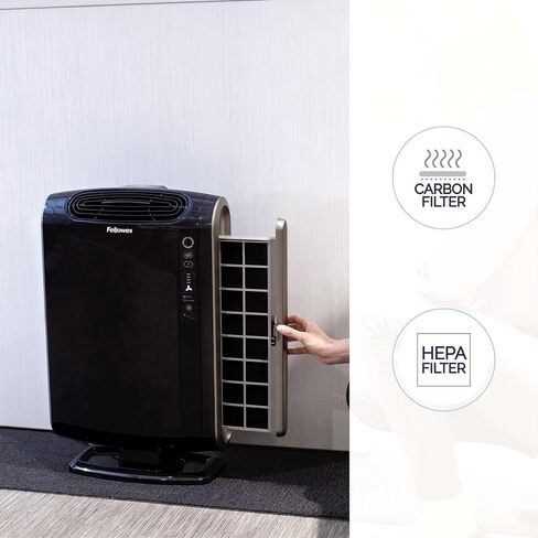 قالب منقي هواء الغرفة الكبيرة Fellowes AeraMax 300، الروائح والغبار والدخان والمواد المسببة للحساسية والجراثيم مع فلتر HEPA الحقيقي وتنقية 4 مراحل، أبيض ( in Kuwait