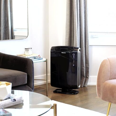 قالب منقي هواء الغرفة الكبيرة Fellowes AeraMax 300، الروائح والغبار والدخان والمواد المسببة للحساسية والجراثيم مع فلتر HEPA الحقيقي وتنقية 4 مراحل، أبيض ( in Kuwait