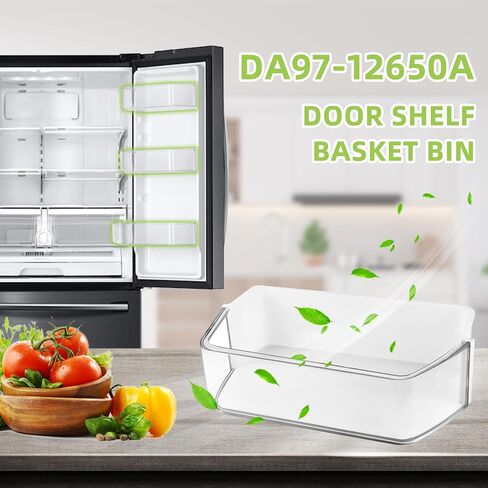 Upgraded DA97-12657A (not DA97-12650A) Refrigerator Door Shelf (LEFT) for Samsung Refrigerator Parts RF260BEAESR RF261BEAESR RF261BEAESP Replaces AP5621270 DA63-06867 With Cleaning Cloth in Saudi Arabia