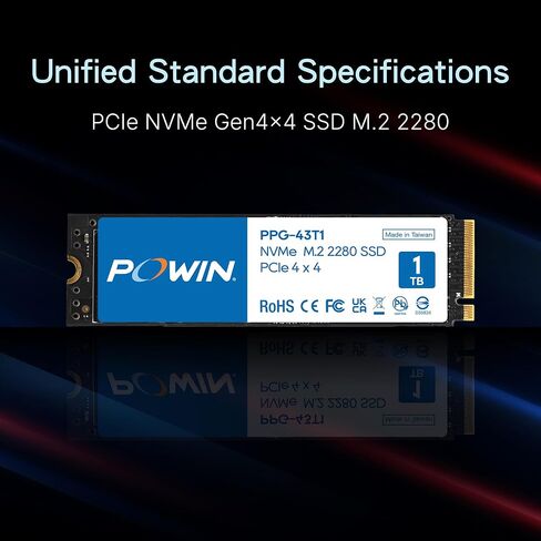 PPG-43T1 PCIE GEN4x4 NVMe 1TB SSD M.2 2280, Internal Solid State Drive, Speeds Up to 6,400MB/s, Upgrade Storage for PC Computer, Laptop, Game Console, Gaming Computer, Esports Gaming PC in Saudi Arabia