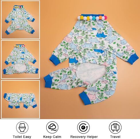LovinPet Pet Pjs for Large Dogs, UV & Post Operative Protection, 4 Legged High Collar Dog Onesies, Lightweight Stretchable Ugly Fish White Prints Large Dog Pajamas as Base Shirt for Dog Dresses XXL in Saudi Arabia