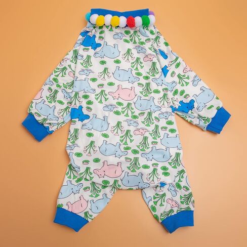 LovinPet Pet Pjs for Large Dogs, UV & Post Operative Protection, 4 Legged High Collar Dog Onesies, Lightweight Stretchable Ugly Fish White Prints Large Dog Pajamas as Base Shirt for Dog Dresses XXL in Saudi Arabia