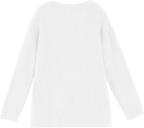 rrhss Girls Waffle Knit Sweaters Trendy Henley Button V Neck Long Sleeve Pullover Jumper Tops in Kuwait