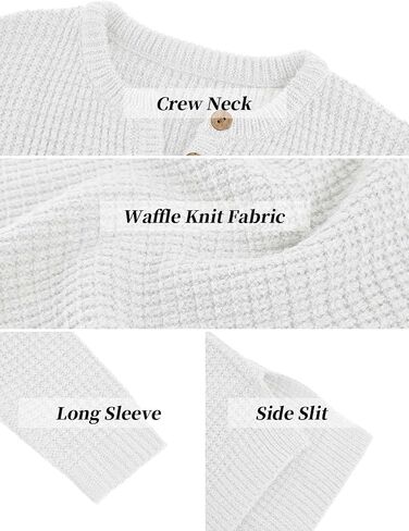 rrhss Girls Waffle Knit Sweaters Trendy Henley Button V Neck Long Sleeve Pullover Jumper Tops in Kuwait