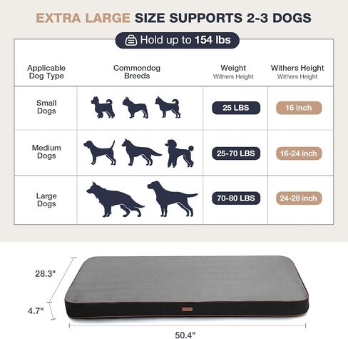 Dog Bed for Large Dogs - 50" x 28" Orthopedic Dog Bed with Removable & Washable Cover, Inflatable XL Pet Mat with Anti-Slip Bottom Supports Dogs Up to 150lbs in Saudi Arabia