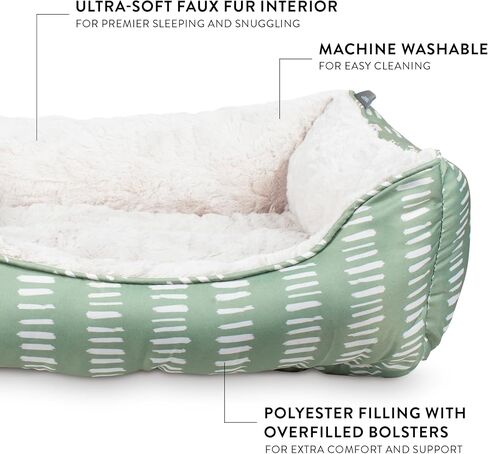 Fringe Studio Dot Paw Charcoal Medium Rectangular Cuddler Pet Bed 25" X 21"- Poly Filled with Faux Fur Interior - Machine Washable (213020) in Saudi Arabia
