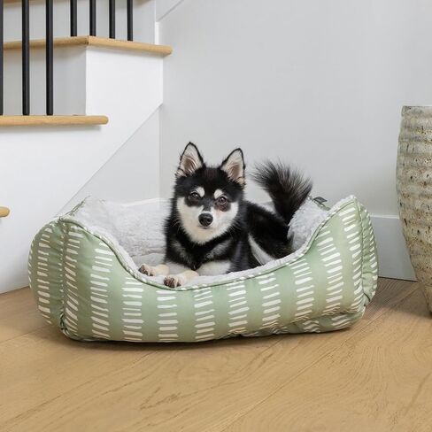Fringe Studio Dot Paw Charcoal Medium Rectangular Cuddler Pet Bed 25" X 21"- Poly Filled with Faux Fur Interior - Machine Washable (213020) in Saudi Arabia