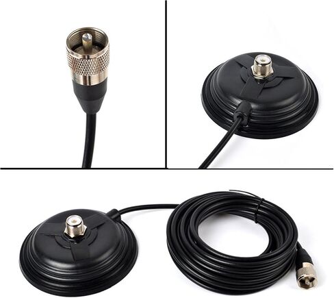 TWAYRDIO SO239 هوائي مغناطيسي جبل 4.3 بوصة قاعدة سقف الجذع مع كابل Coax RG589 موصل PL259 مع محول N ذكر إلى SO239 لأجهزة الراديو المحمولة in Kuwait