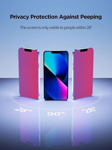 Compatible for iPhone 16 Plus/iPhone 15 Plus Privacy Screen Protector Tempered Glass 6.7 Inch, Pink Gradient Anti Spy Anti Blue Light HD Easy Installation in Kuwait