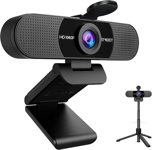 EMEET 3-in-1 4K Webcam with Microphone and Speaker, C980 PRO 60°-98° Wide Angle Webcam w/ 4 Noise Cancel Mics, 2 Speakers, Fixed Focus, Magnetic Privacy Cover, Great for Group and Personal Video Calls in Kuwait