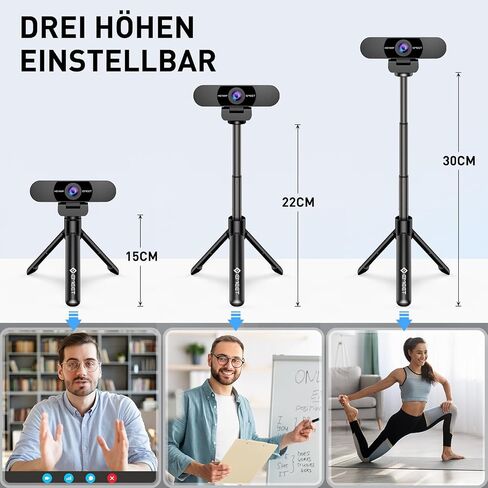 EMEET 3-in-1 4K Webcam with Microphone and Speaker, C980 PRO 60°-98° Wide Angle Webcam w/ 4 Noise Cancel Mics, 2 Speakers, Fixed Focus, Magnetic Privacy Cover, Great for Group and Personal Video Calls in Kuwait