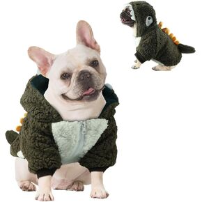 HOTUMN Dog Dinosaur Halloween Costume - Pet Warm Hoodie Halloween Cute Dino Dog Clothes Outfit for Small Medium Dogs(Medium, Green)