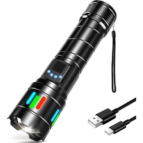 2025 Super Bright 300000LM Lightweight Zoomable Flashlight, 13 Modes Adjustable & Long Battery LED Flash Light, IP67 Waterproof Tactical Flashlight for Outdoor Emergency Camping Hiking Hunting