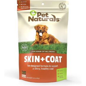 Pet Naturals Skin and Coat for Dogs with Dry, Itchy and Irritated Skin, 30 Chews - Salmon Oil, Vitamin E and Flax Oil - No Corn or Wheat - Vet Recommended