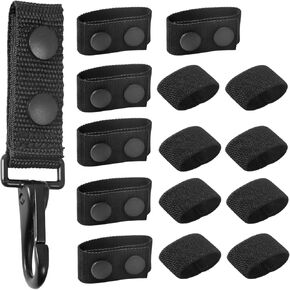 6 Duty Belt Holders and 1 Duty Belt Keychain and 8 Elastic Bands, Tactical Belt Clips, Keychains and Nylon Belt Keepers, Pants Belt Loops
