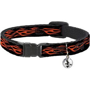 Buckle-Down Cat Collar Breakaway Flame Orange 8 to 12 Inches 0.5 Inch Wide