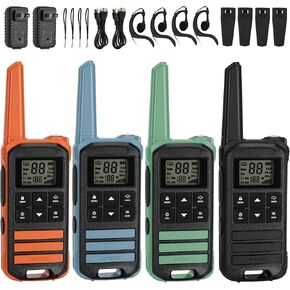 5Miles Long Range Walkie Talkies,Rechargeable Walkie Talkies with 22 FRS Channels,2 Way Radio Walkie Talkies for Camping,12 NOAA Weather Channels Walkie Talkies for Kids, Adults,4 Pack