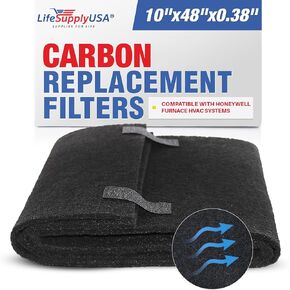 10"x48" Cut-to-Fit Activated Carbon Filter Air Cleaner Sheet Wrap Compatible with Honeywell Air Cleaners, Furnace, HVAC Systems by LifeSupplyUSA