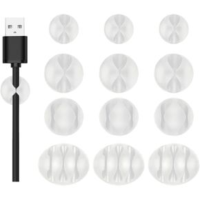 Giantree 12 Pcs Self-Adhesive Cable Clips, Cable Management Desk Wire Cord Organizer Charger Cord Holder for Nightstand for Desk, Nightstand, Phone Charger, Computer, Home, Office, Car (White)