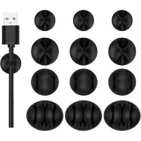 Giantree 12 Pcs Self-Adhesive Cable Clips, Cable Management Desk Wire Cord Organizer Charger Cord Holder for Nightstand for Desk, Nightstand, Phone Charger, Computer, Home, Office, Car (White)
