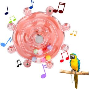 Bird Toys for Parakeets, Funny Parrot Spinner Toy Wheel Interactive Parrot Rotate Toy Rattle Cockatiel Toy for Chewing Exercise Bird Cage Entertainment (Pink)