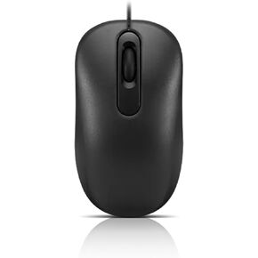 Lenovo 100 Wired USB Computer Mouse for PC, Laptop, Computer with Windows - Full-Size - Ambidextrous Design - 3 Buttons - Red Optical Sensor - Black