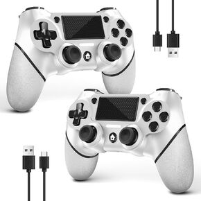 AceGamer 2 Pack for PS4 Controller, Wireless Controllers for PS4/Pro/Slim/PC, with Non-Slip Grip of Both Sides and 2 USB-C Cable! (Black * 2)
