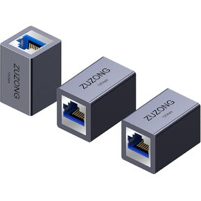 وصلة توصيل إيثرنت 10 جيجا بايت RJ45، وصلة توصيل بسرعة 10 جيجابت في الثانية لـ Cat8/Cat7/Cat6a/Cat6/Cat5e/Cat5 محول موسع كابل إيثرنت لجهاز الكمبيوتر ومودم جهاز التوجيه PS5 Xbox أنثى إلى أنثى (3 قطع