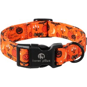 Lionet Paws Christmas Dog Collar- Cute Winter Red SantaDog Collars with Plastic Buckle, Light Adjustable Dog Collars for Small Medium Dogs