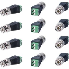 Cctv4Less BNC Male Balun Connector for Coax CAT5, CAT6, CAT7 to BNC Male and 2 Screw Camera Terminal Adapter - Reliable CCTV Surveillance Video Transmission (10)