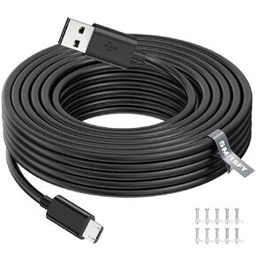 5M/16FT Micro USB Power Extension Cable Compatible with Wyze Cam V3, Wyze Cam Outdoor, Blink Camera, Kasa, Arlo Essential, Eufy, Yi, Nest Cam Indoor, Power Charging Cord for Home Security Camera Black