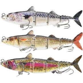 Fishing Lures Freshwater and Saltwater, Glide Bait for bass, Trout Lifelike Jointed swimbait for Bass, ‎Slow Sinking Bass Fishing Lure, Gifts for Men, Trout Lures, Fishing Stuff