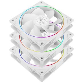 Thermalright TL-S12RW X3 CPU Fan,Computer Case Cooler Fan, 12cm Desktop Cooling Fan, 4pin PWM Connector PC Fan with ARGB Aperture, 1500RPM Speed PC Cooler Reverse Fan(3 Packs,White)
