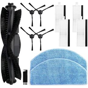 lvtengai Replacement Parts Compatible with Tikom G8000, G8000 Pro Robotic Vacuum Cleaner, 1 Main Brush, 4 Side Brushes, 4 Hepa Filters, 2 Mop Cloths Attachment Spare Pack