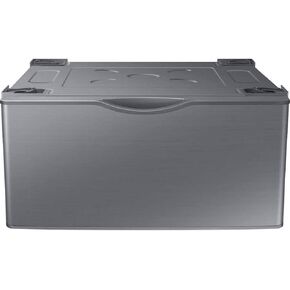 SAMSUNG 27-Inch Washer Dryer Pedestal Stand w/ Pull Out Laundry Storage Drawer, Stainless Steel, WE402NP/A3, Platinum
