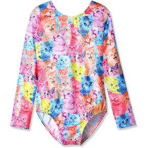 Belovance Gymnastics Leotards for Girls Dance Outfits Long Sleeves Tumbling Bodysuits Sparkly Rainbow Rhinestone Dancewear